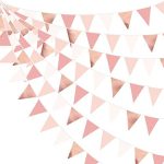 32Ft Rose Gold Party Decorations Dusty Blush Pink Pennant Banner Fabric Triangle Flag Bunting...
