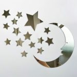 37pcs 3D Moon and Stars Silver Acrylic Wall Stickers with Adhesive Art Decal Satin Paper Baby Kids...