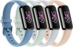 4 PACK Sport Bands Compatible with Fitbit Luxe Bands for Women Men, Soft Silicone Replacement Sport...