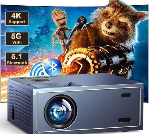 4K Support Projector with Wifi and Bluetooth, OWNKNEW Portable Mini Projectors for Outdoor Movies...
