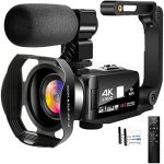 4K Video Camera Camcorder with Microphone 30FPS 48MP Vlogging Camera with Rotatable 3.0 Touch Screen...