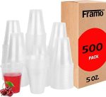 5 Oz Clear Plastic Cups by Framo, For Any Occasion, Disposable Transparent Ice Tea, Juice, Soda, and...