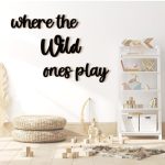 5 Pcs Playroom Wall Decor, Where the Wild Ones Play Room Sign Wooden Wall Art Decoration for Boys...