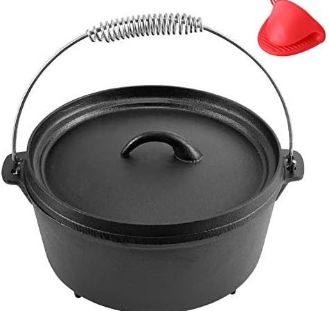 5QT Cast Iron Dutch Oven, Pre-seasoned Non-Stick Dutch Oven with Lid & Lifter Handle, Round Large...