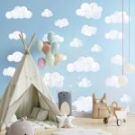 9 Sheet Cloud Wall Decal Stickers White Sky Mural Sticker Peel and Stick Nursery Wallpaper Decal for...
