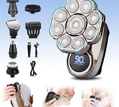 9D Electric Head Shaver for Bald Men, Upgraded 6-in-1 Head Shaver for Bald Men, Waterproof Wet/Dry...