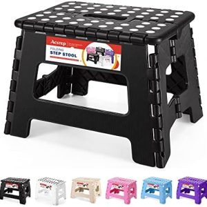 ACSTEP Folding Step Stool 9'' Tall Kids Step Stool Holds Up to 300 lb Plastic Foldable Step Stools...