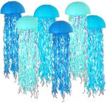 ADLKGG Blue Hanging Jelly Fish Paper Lanterns, Gradient Colorful Paper Lanterns for Mermaid Theme...