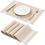 AHHFSMEI Placemats for Dining Table Set of 4 Woven Vinyl Plastic Place Mats Non-Slip Heat Insulation...