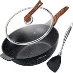 ANEDER Wok Pan Nonstick 12.5 Inch Skillet, Frying Pan with Lid & Spatula Wok Pans for Cooking...