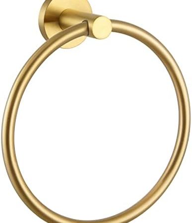 APLusee Brushed Gold Towel Ring, 7-1/16 in (180mm) Ring Diameter, Hand Towel Holder Stainless Steel...