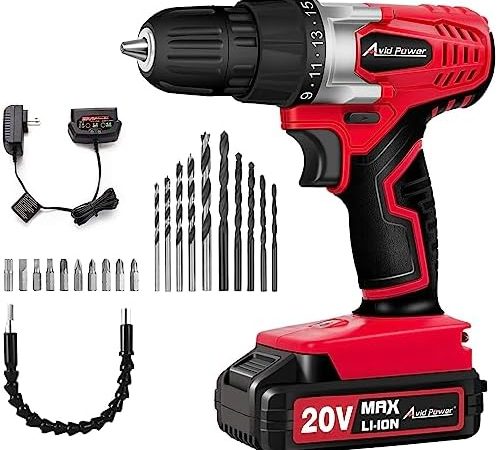 AVID POWER 20V MAX Lithium lon Cordless Drill Set, Power Drill Kit with Battery and Charger,...