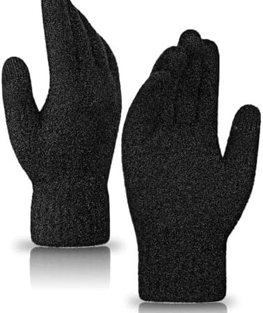 Achiou Winter Touchscreen Gloves Knit Warm Thick Thermal Soft Comfortable Wool Lining Elastic Cuff...