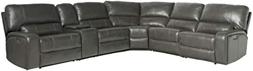Acme Saul Faux Leather Sectional Sofa with 2 Reclining Seats in Gray