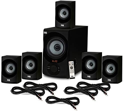 Acoustic Audio by Goldwood AA5172 Home Theater 5.1 Bluetooth Speaker System with USB and 5 Extension...