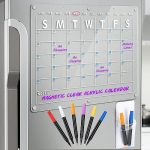 Acrylic Magnetic Dry Erase Board Calendar for Fridge, 16.5"x12" Inch Clear Dry Erase Calendar for...