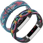 Adjustable Elastic Nylon Bands Compatible with Fitbit Alta and Alta HR Fitness Tracker, 2 Pack...