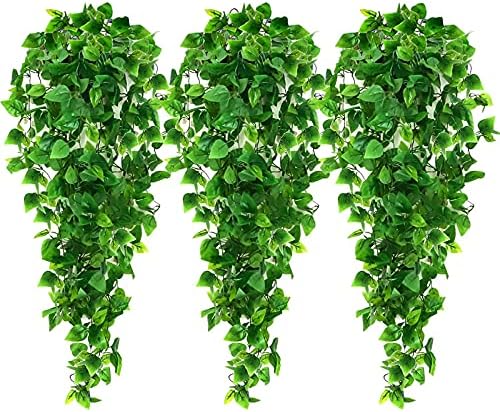 Ageomet 3pcs Artificial Hanging Plants, 3.6ft Fake Ivy Vine for Wall House Room Indoor Outdoor...