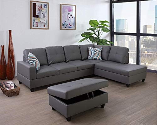 Ainehome Furniture Sectional Sofa Set, Living Room Sofa Set, Leather Sectional Sofa (Right Hand...