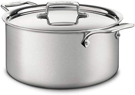 All-Clad D5 5-Ply Brushed Stainless Steel Stockpot 8 Quart Induction Oven Broiler Safe 600F Pots and...