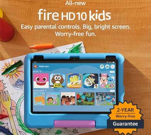 All-new Amazon Fire 10 Kids tablet- 2023, ages 3-7 | Bright 10.1" HD screen with ad-free content and...