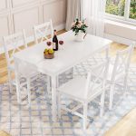 Alohappy Dining Table Set for 4, 5 Piece Kitchen Table Set with 4 Chairs Pine Wood Dining Table...