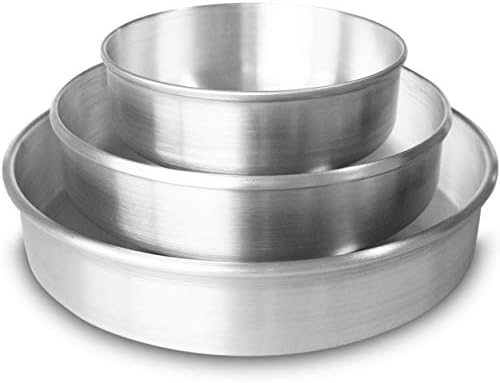 Aluminum Round Cake Pans Set (6", 8" & 10" by 2" deep) - Aluminum Baking Pans Round - Round Pans for...