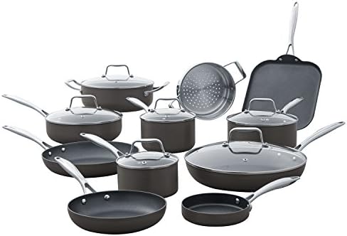 Amazon Brand – Stone & Beam Hard-Anodized Non-Stick Aluminum Kitchen Cookware Set, Pots and Pans -...