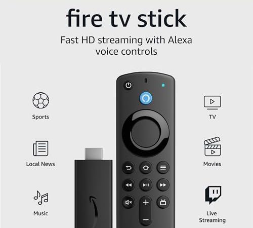 Amazon Fire TV Stick, HD, sharp picture quality, fast streaming, free & live TV, Alexa Voice Remote...