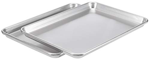 AmazonCommercial Aluminum Baking Sheet Pan, Jelly Roll Sheet, 15.1 x 10.6 Inch, Pack of 2
