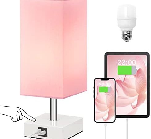 Ambimall Touch Control Table Lamp with 2 USB Charging Ports, 3 Way Touch Lamps Beside Desk,...