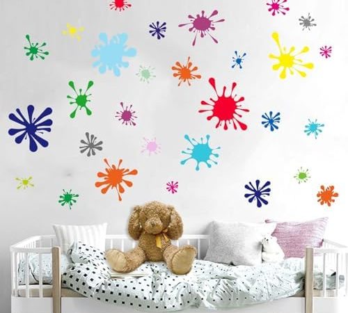 Amimagen 29pcs Colorful Paint Splatter Wall Stickers - Graffiti Painting Splotches Wall Decals -...