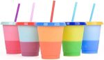 Ankeli&Lt 16 oz Color Changing Cups,5 Colors of Plastic Cups Reusable Tumbler with Lids and...