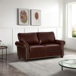Antetek PU Leather Sofa Couch, 59” Mid-Century Modern Loveseat Sofas with Storage Space & Solid Bun...
