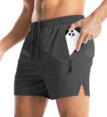 Aolesy Men's Gym Shorts Linerless & Liner - 5" Quick Dry Workout Running Shorts with Zip Pockets...