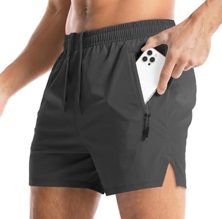Aolesy Men's Gym Shorts Linerless & Liner - 5" Quick Dry Workout Running Shorts with Zip Pockets...