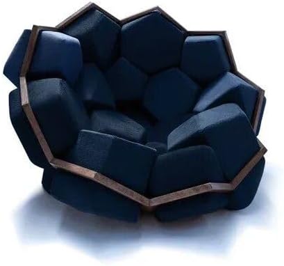 Artistic Quartz Armrest Leisure Chair – Modern Fabric Single Sofa for Home and Hotel Dark Blue
