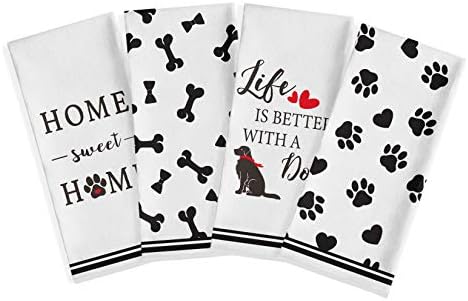 Artoid Mode Pet Dog Paw Life is Better with A Dog Home Sweet Home Kitchen Dish Towels, 18 x 26 Inch...