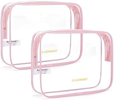 BAGSMART Clear Toiletry Bag, 2 Pack TSA Approved Carry on Travel Accessories Bag Airport Airline...