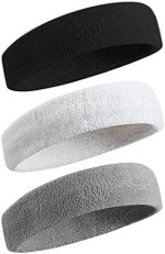 BEACE Sweatbands Sports Headband for Men & Women - Moisture Wicking Athletic Cotton Terry Cloth...