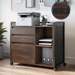 BELLEZE 3-Drawer Mobile File Cabinet Desk with Ultra-Fast USB Type A/C Outlet, Rolling Printer Stand...