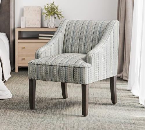 BELLEZE Accent Chair Upholstered Wingback Arm Chair with Linen Fabric, Solid Wood Comfortable Side...
