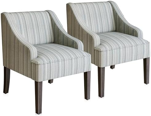 BELLEZE Accent Chairs Set of 2, Upholstered Wingback Arm Chairs with Linen Fabric, Solid Wood...