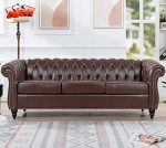 BLAIZ Upgraded Version & Stronger 84.65" Leather 3 Seater Sofa Couch with Rolled Arm and Enhanced...