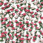 BLEUM CADE 2Pcs 16.4Ft Flower Garland Artificial Rose Vines for Bedroom, Cute Fake Hanging Flower...