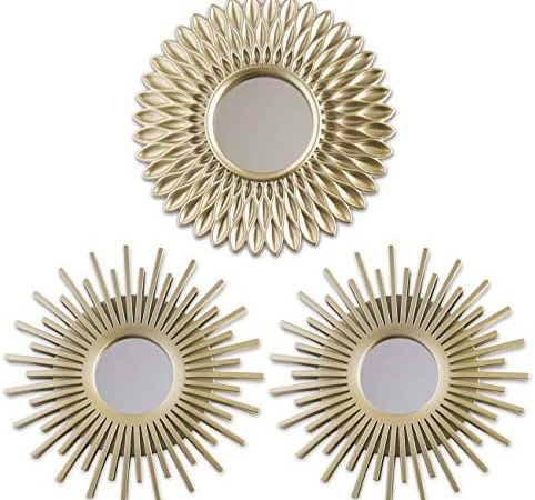 BONNYCO Gold Mirrors for Wall Pack of 3 Wall Mirrors for Room Decor & Home Decor | Champagne Gold...