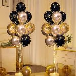 Balloon Centerpieces for Floor with String Light 2 Set Black Balloon Stand Kit Holder Decoration for...