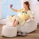 Beanbag Chair Fabric Lazy Sofa Soft Linen Cover Lounger Chairs for Bed Game Rooms Reading Ottoman...