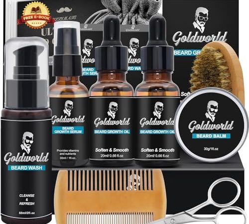 Beard Kit,Beard Grooming Kit w/Beard Wash/Shampoo,2 Packs Beard Oil,Beard Balm,Beard...