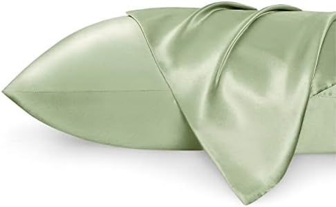 Bedsure Satin Pillowcase for Hair and Skin Queen - Sage Green Silky Pillowcase 20x30 Inches - Satin...